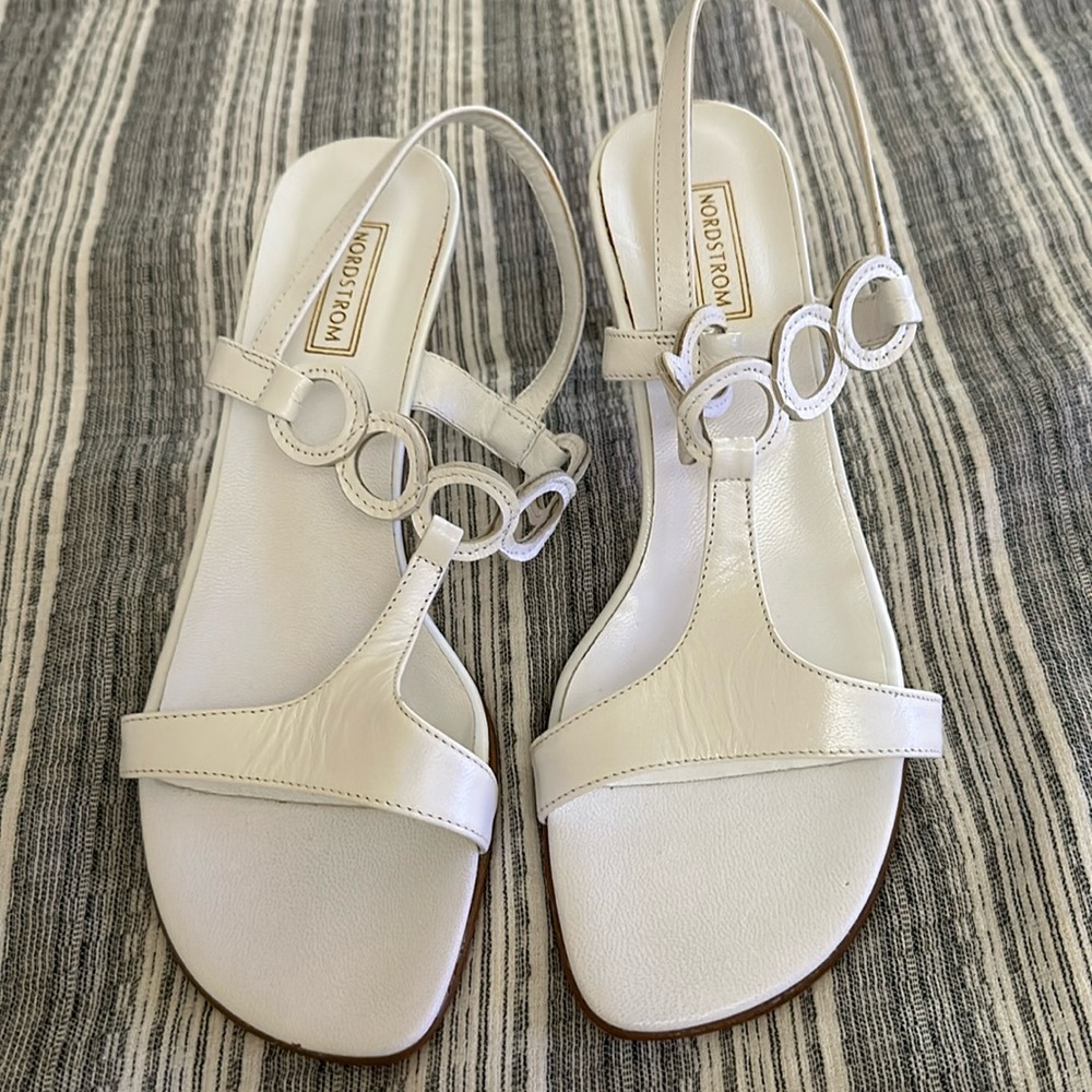 White heeled sandals
